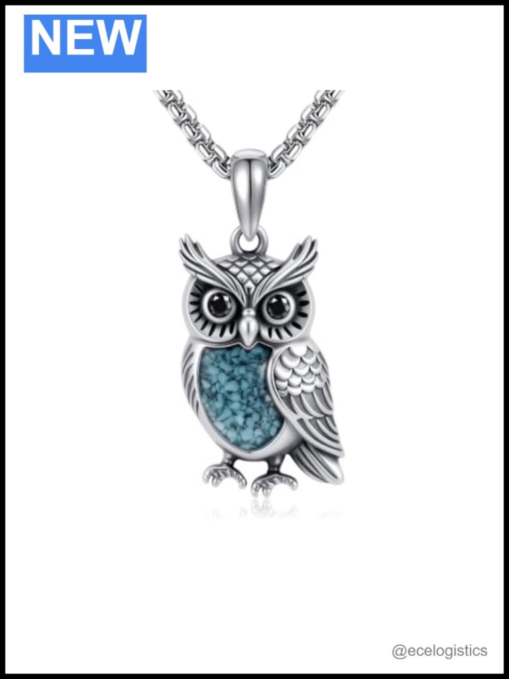 Sterling Silver Owl Pendant Necklace Turquoise Animal Jewelry Gift
